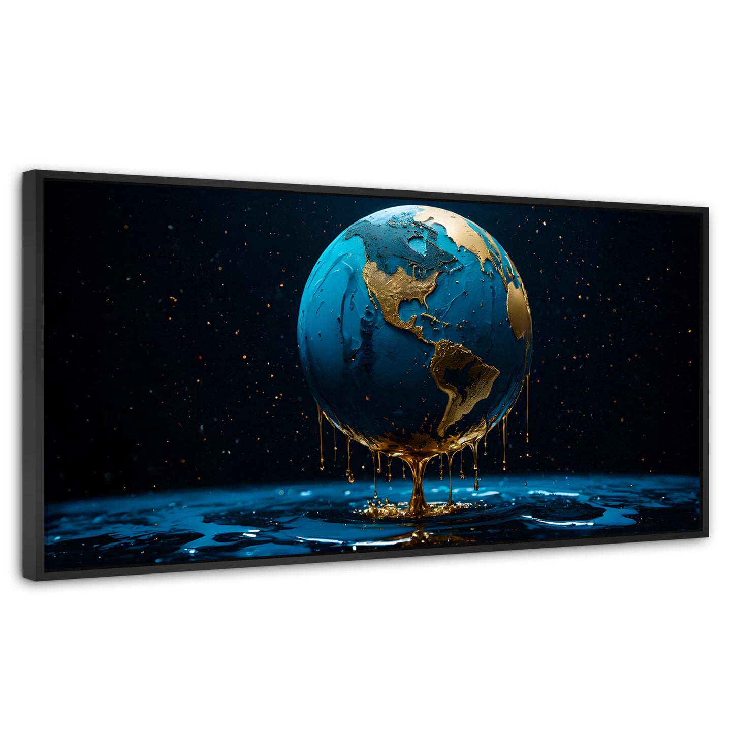 Cuadros Decorativos Canvas Revolution | Planeta Azul Zafiro | Panoramico | Portada | Marco Plateado