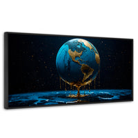 Cuadros Decorativos Canvas Revolution | Planeta Azul Zafiro | Panoramico | Portada | Marco Plateado