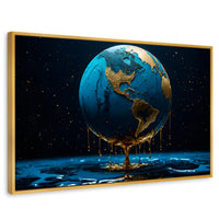 Cuadros Decorativos Canvas Revolution | Planeta Azul Zafiro | Rectangular | Portada | Marco Dorado