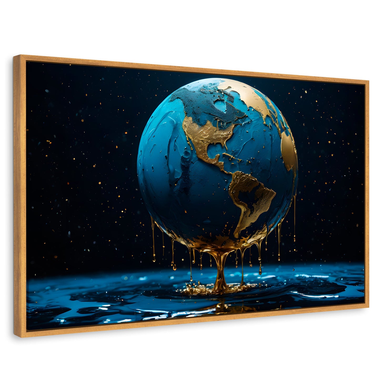 Cuadros Decorativos Canvas Revolution | Planeta Azul Zafiro | Rectangular | Portada | Marco Madera