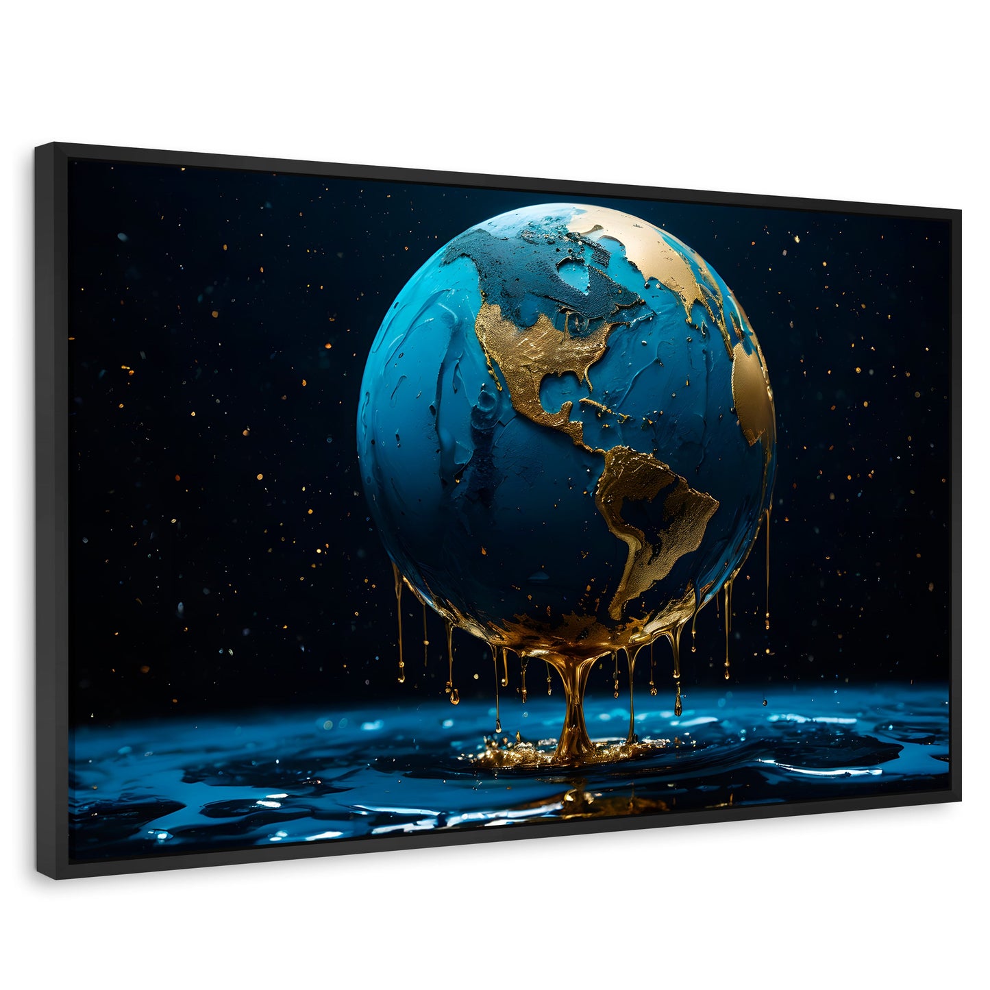 Cuadros Decorativos Canvas Revolution | Planeta Azul Zafiro | Rectangular | Portada | Marco Negro