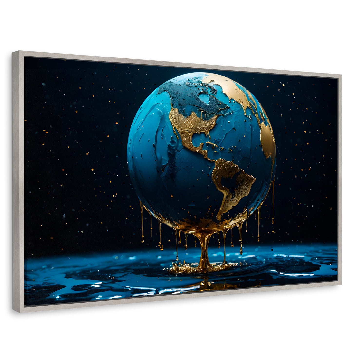 Cuadros Decorativos Canvas Revolution | Planeta Azul Zafiro | Rectangular | Portada | Marco Plateado