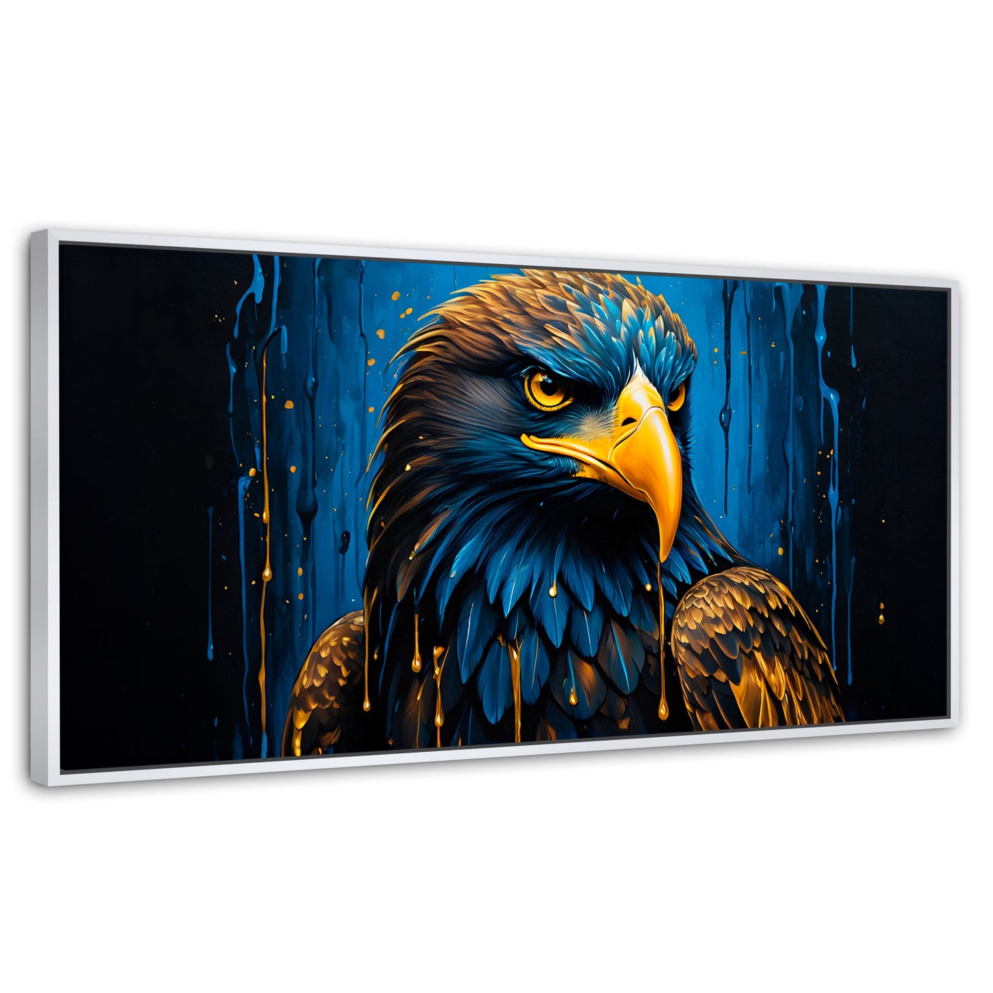Cuadros Decorativos Canvas Revolution | Plumas Celestiales | Panoramico | Portada | Marco Dorado