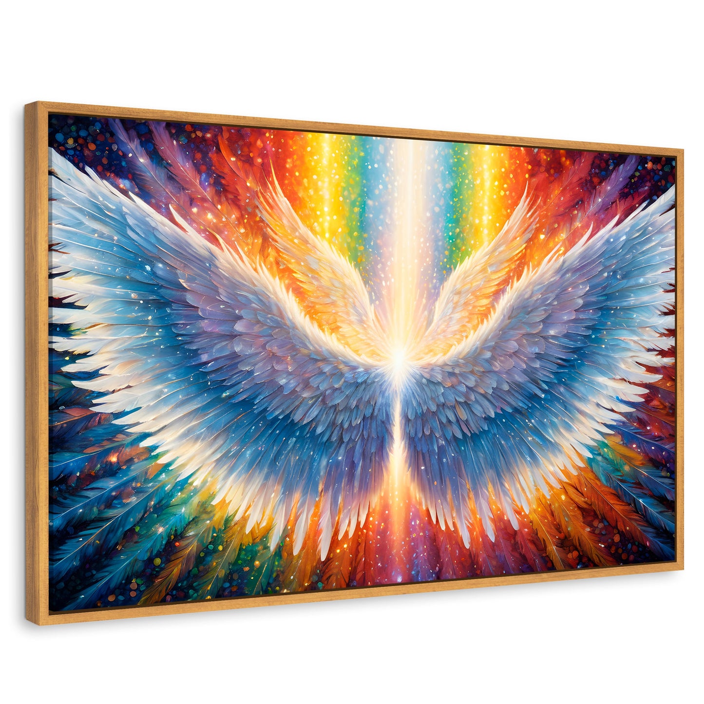 Cuadros Decorativos Canvas Revolution | Plumas De Luz | Rectangular | Portada | Marco Madera