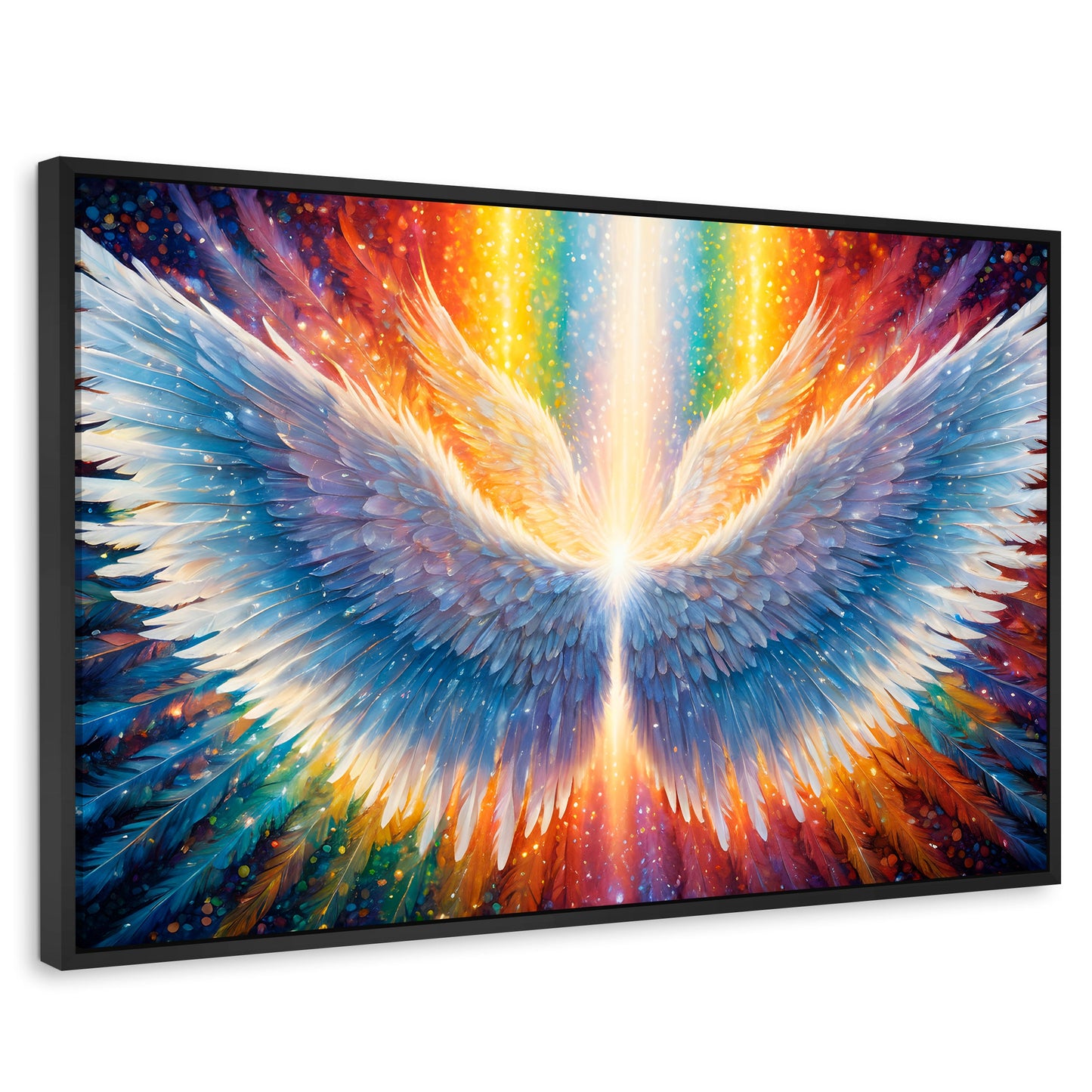 Cuadros Decorativos Canvas Revolution | Plumas De Luz | Rectangular | Portada | Marco Negro
