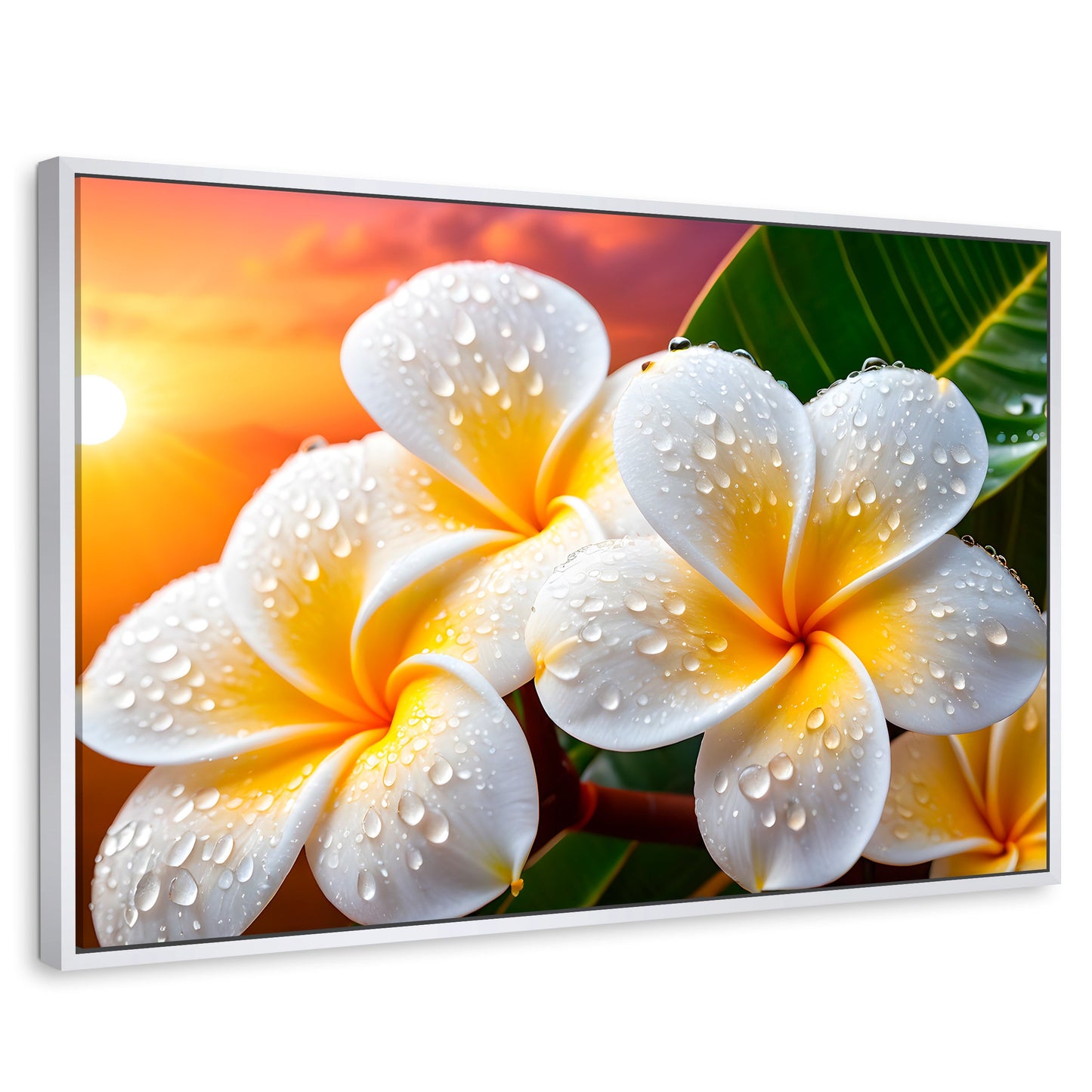 Cuadros Decorativos Canvas Revolution | Plumeria Luz Serena | Rectangular | Portada | Marco Blanco