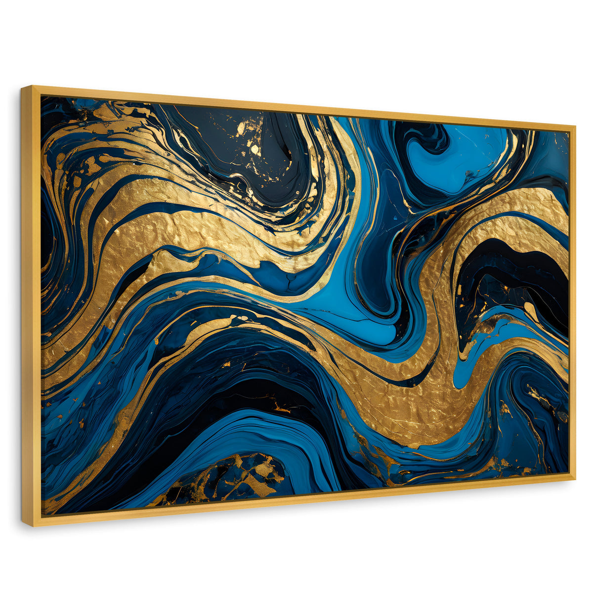 Cuadros Decorativos Canvas Revolution | Remolinos Zafiro | Rectangular | Portada | Marco Dorado