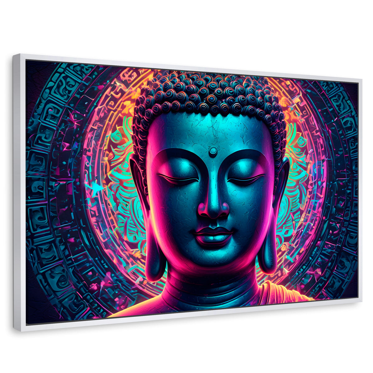 Cuadros Decorativos Canvas Revolution | Retrato Budista | Rectangular | Portada | Marco Blanco