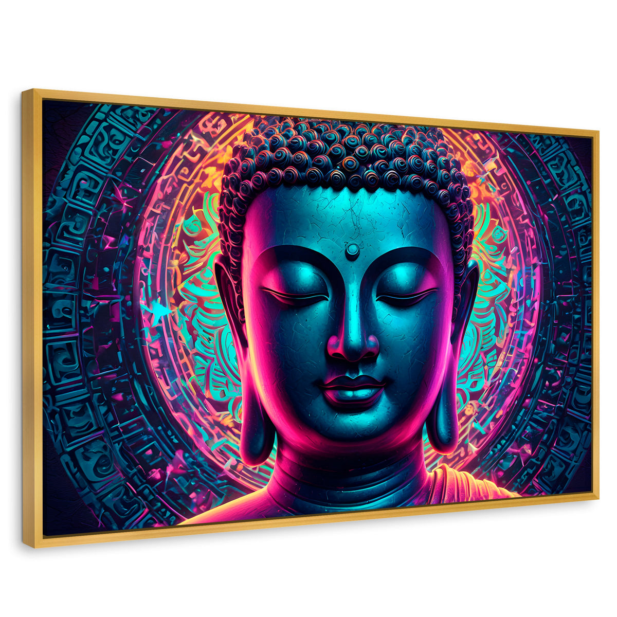 Cuadros Decorativos Canvas Revolution | Retrato Budista | Rectangular | Portada | Marco Dorado