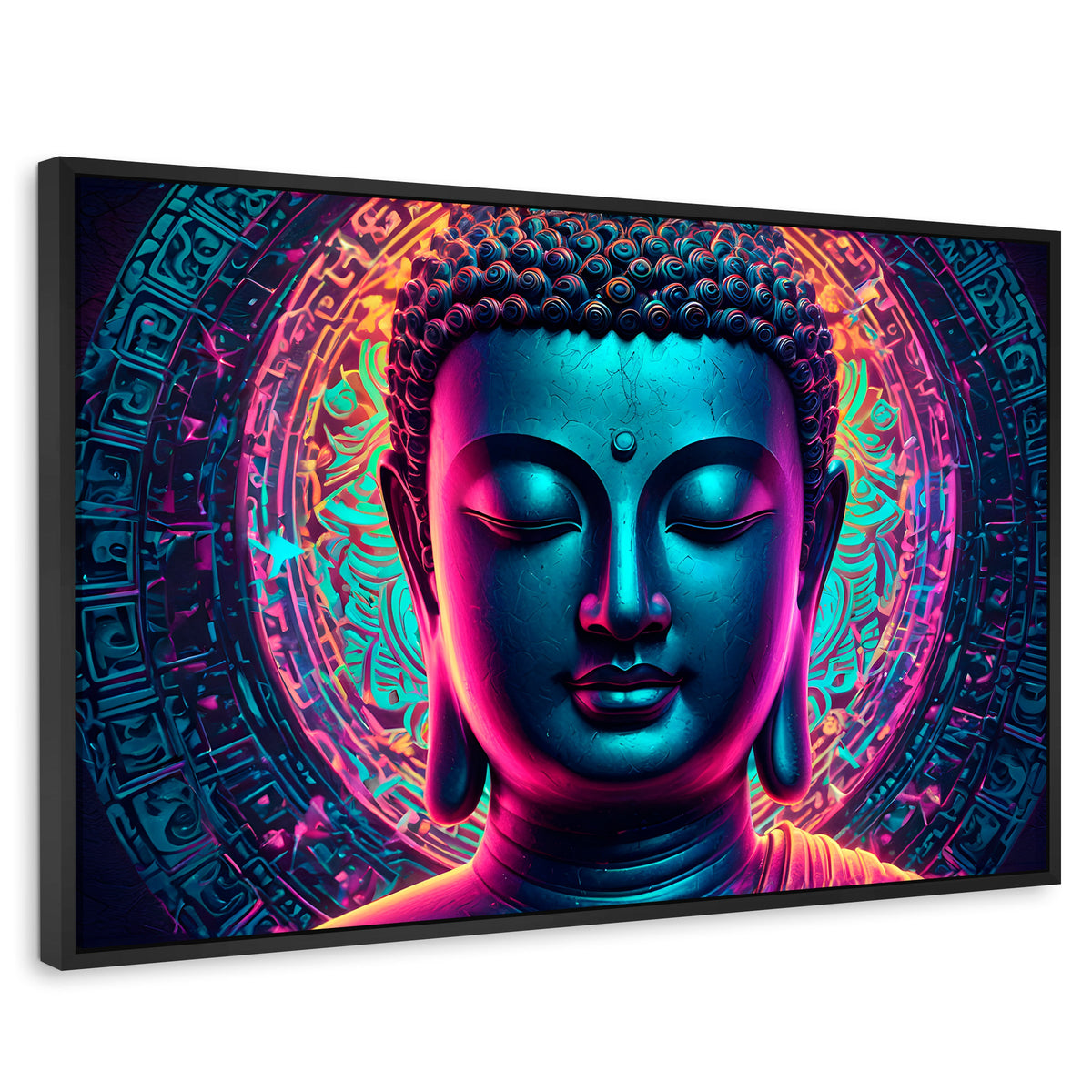 Cuadros Decorativos Canvas Revolution | Retrato Budista | Rectangular | Portada | Marco Negro