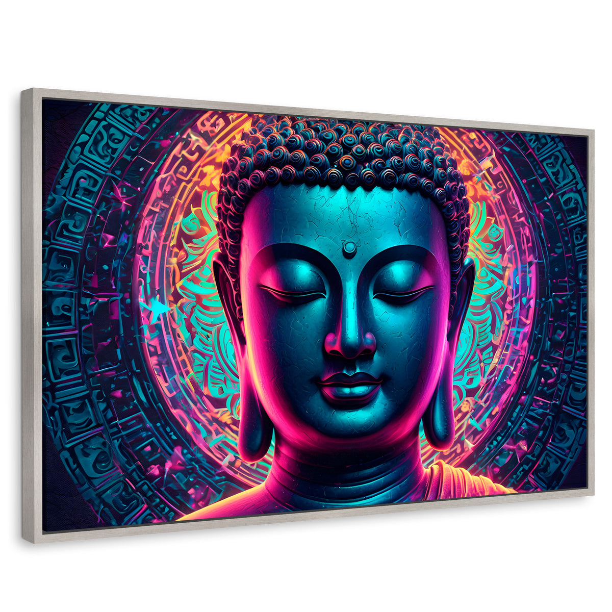 Cuadros Decorativos Canvas Revolution | Retrato Budista | Rectangular | Portada | Marco Plateado