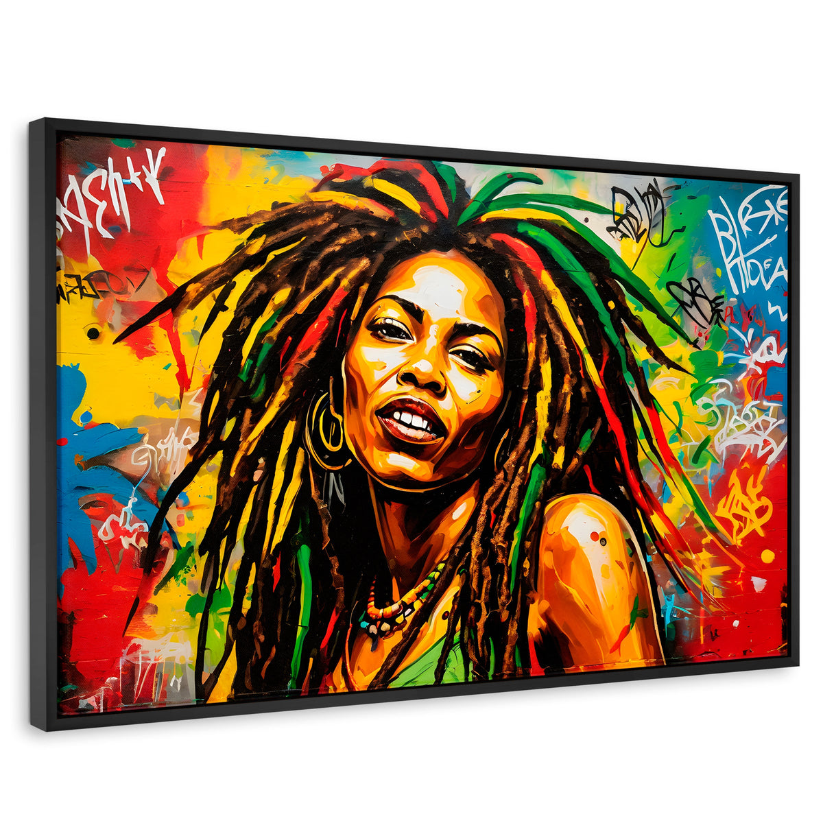 Cuadros Decorativos Canvas Revolution | Retrato Rasta Urban | Rectangular | Portada | Marco Negro