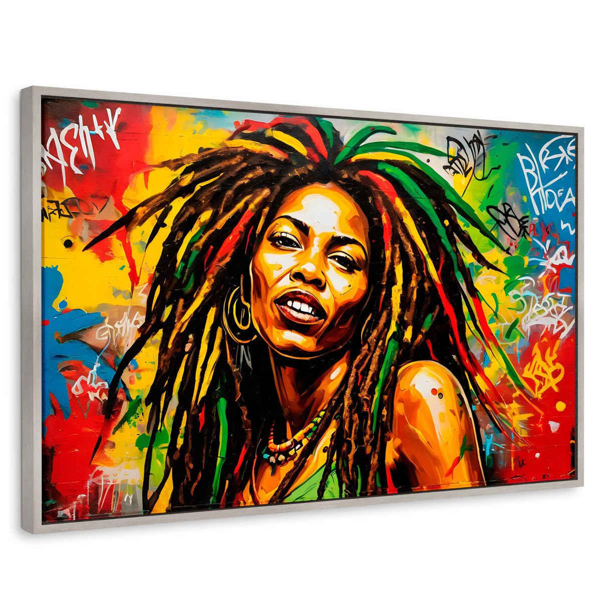 Cuadros Decorativos Canvas Revolution | Retrato Rasta Urban | Rectangular | Portada | Marco Plateado