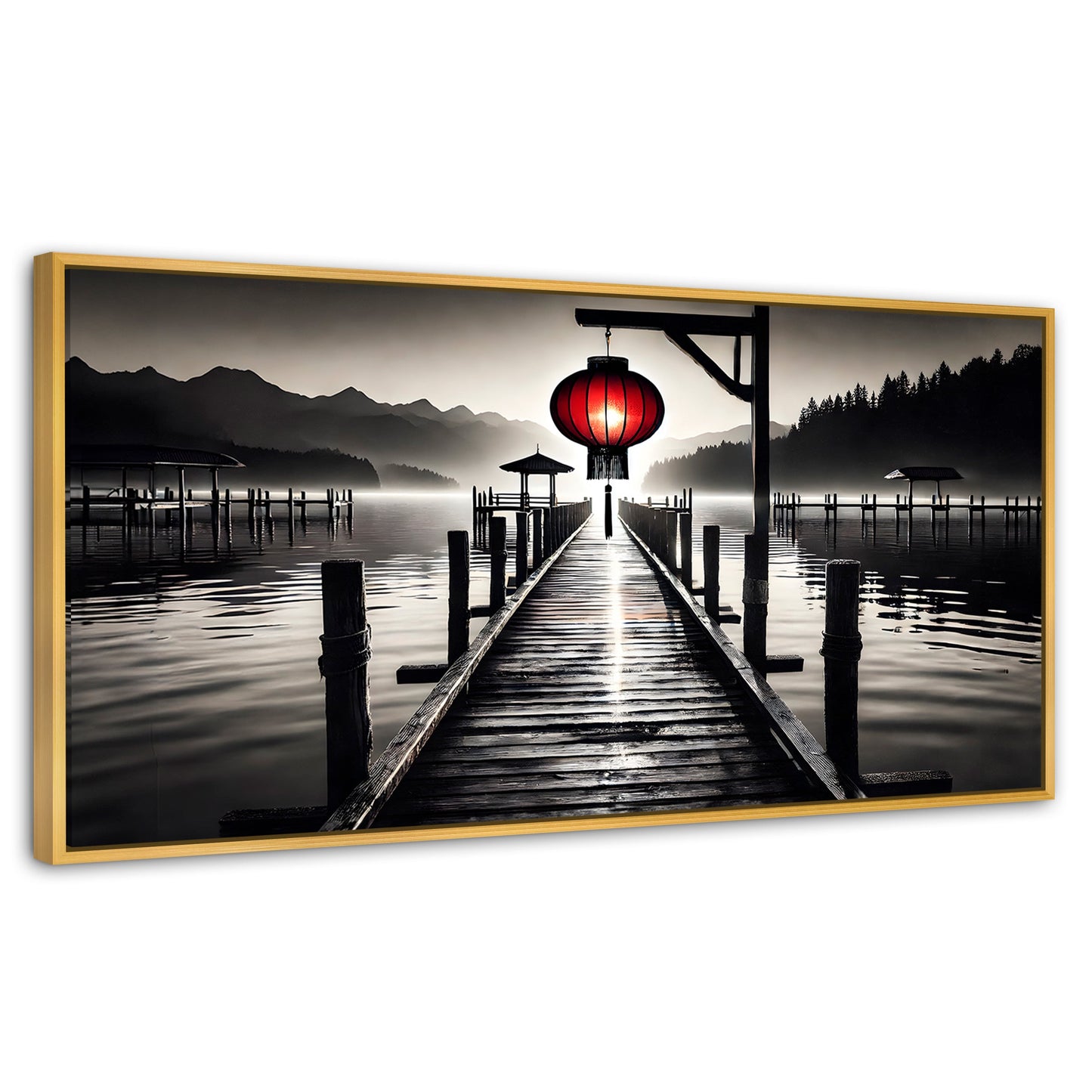 Cuadros Decorativos Canvas Revolution | Rojo En El Muelle | Panoramico | Portada | Marco Madera