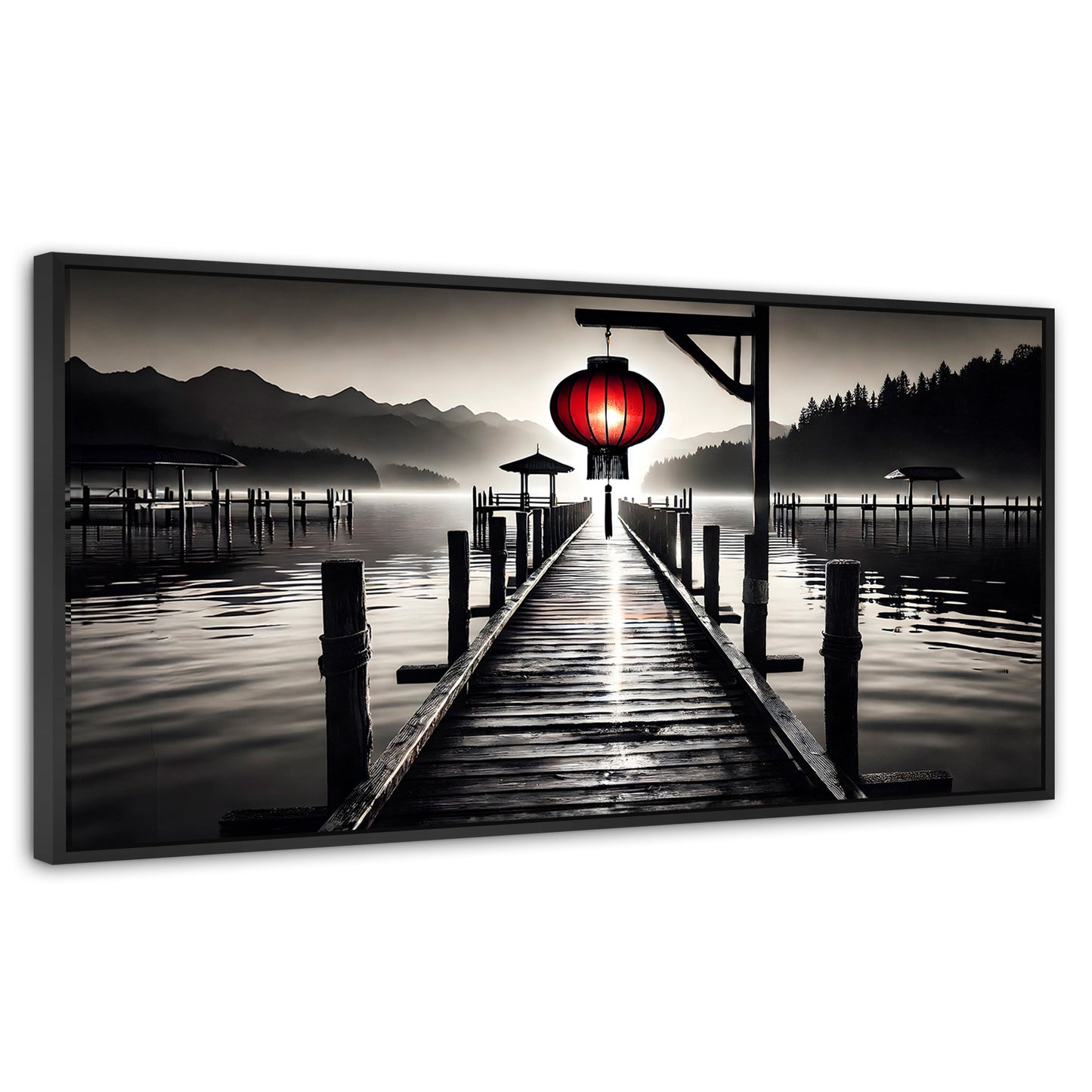 Cuadros Decorativos Canvas Revolution | Rojo En El Muelle | Panoramico | Portada | Marco Plateado