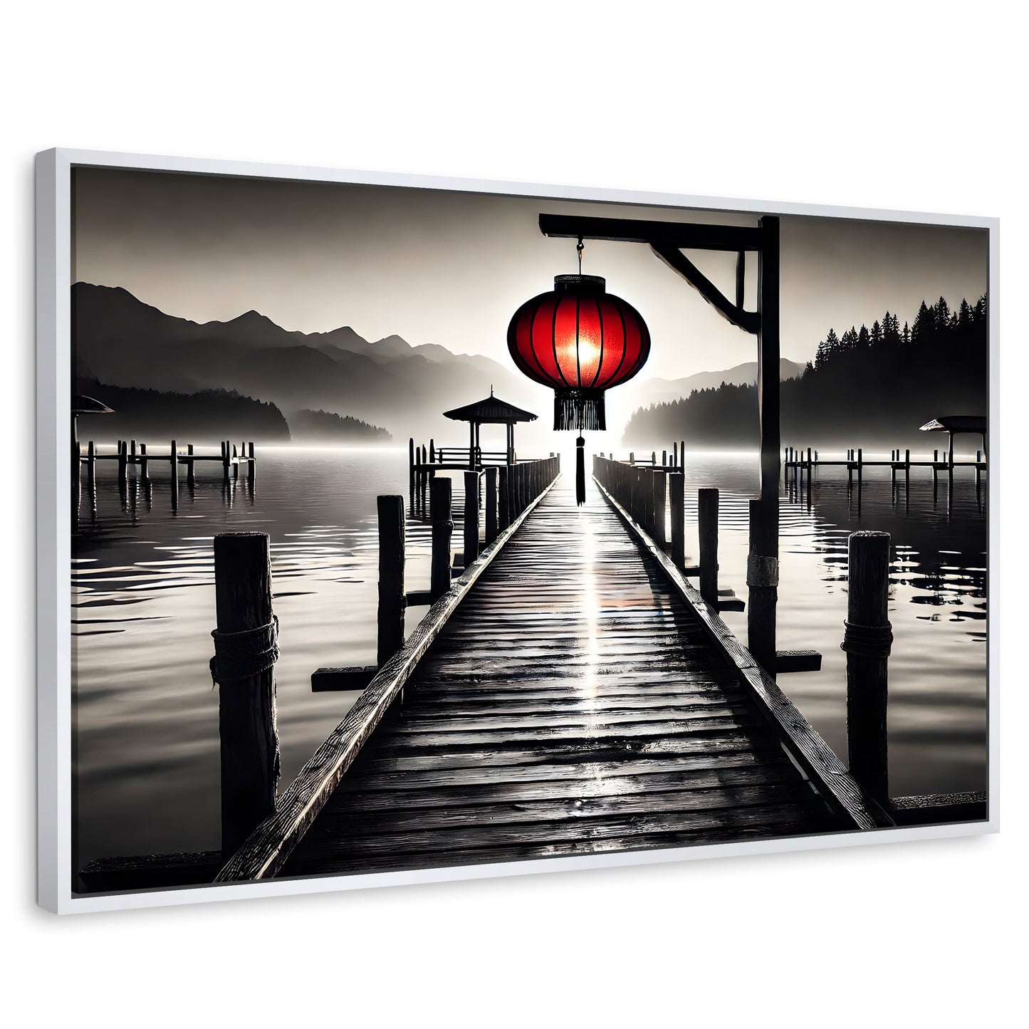 Cuadros Decorativos Canvas Revolution | Rojo En El Muelle | Rectangular | Portada | Marco Blanco
