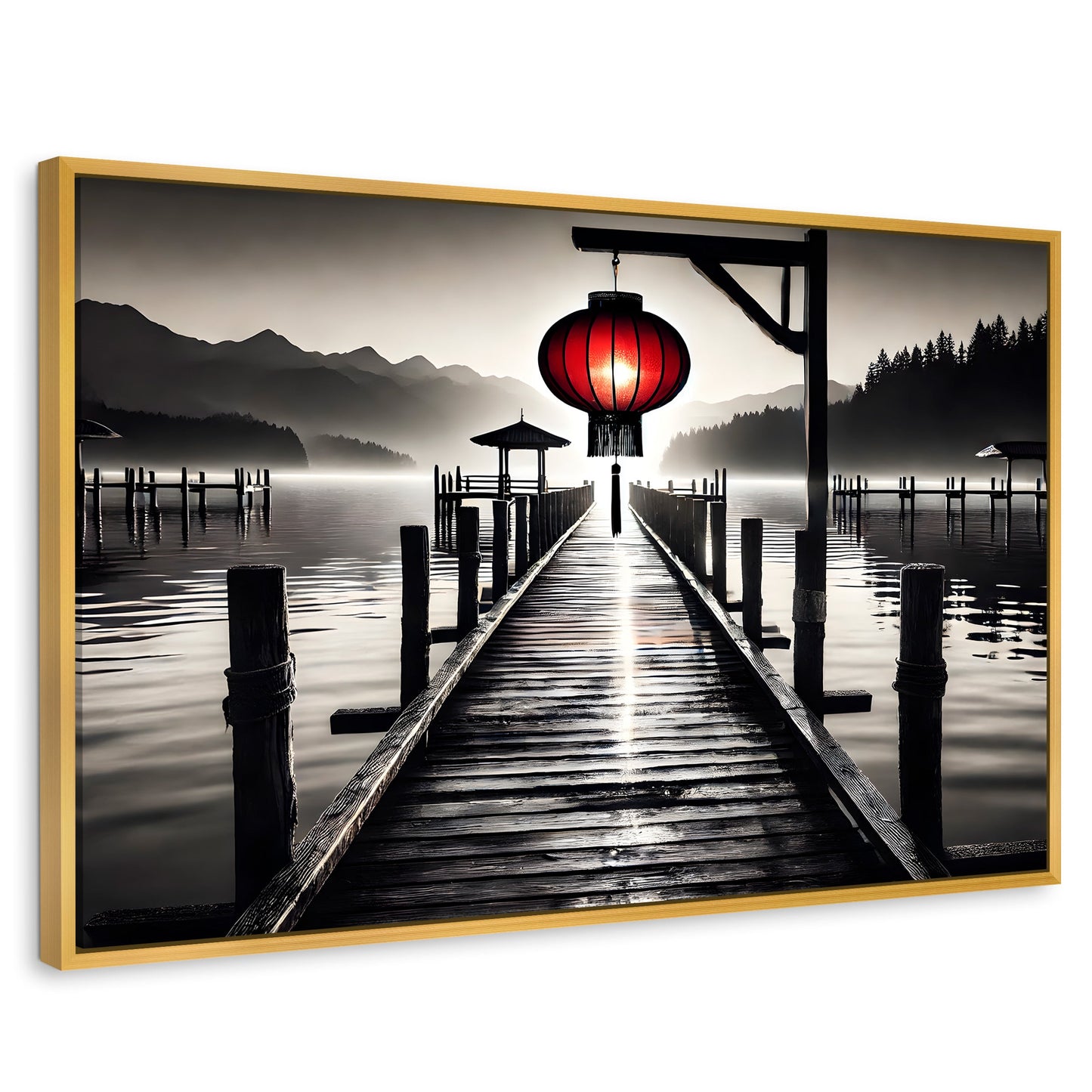 Cuadros Decorativos Canvas Revolution | Rojo En El Muelle | Rectangular | Portada | Marco Dorado
