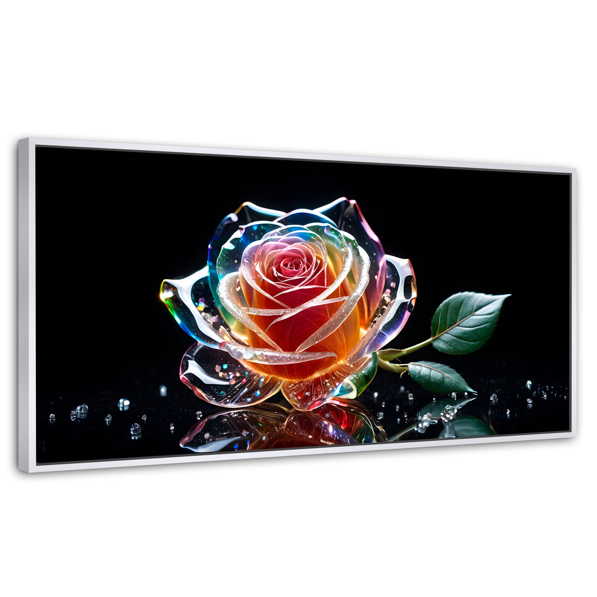 Cuadros Decorativos Canvas Revolution | Rosa Cristal Puro | Panoramico | Portada | Marco Blanco