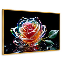 Cuadros Decorativos Canvas Revolution | Rosa Cristal Puro | Rectangular | Portada | Marco Dorado