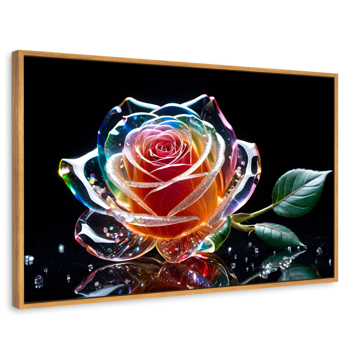 Cuadros Decorativos Canvas Revolution | Rosa Cristal Puro | Rectangular | Portada | Marco Madera