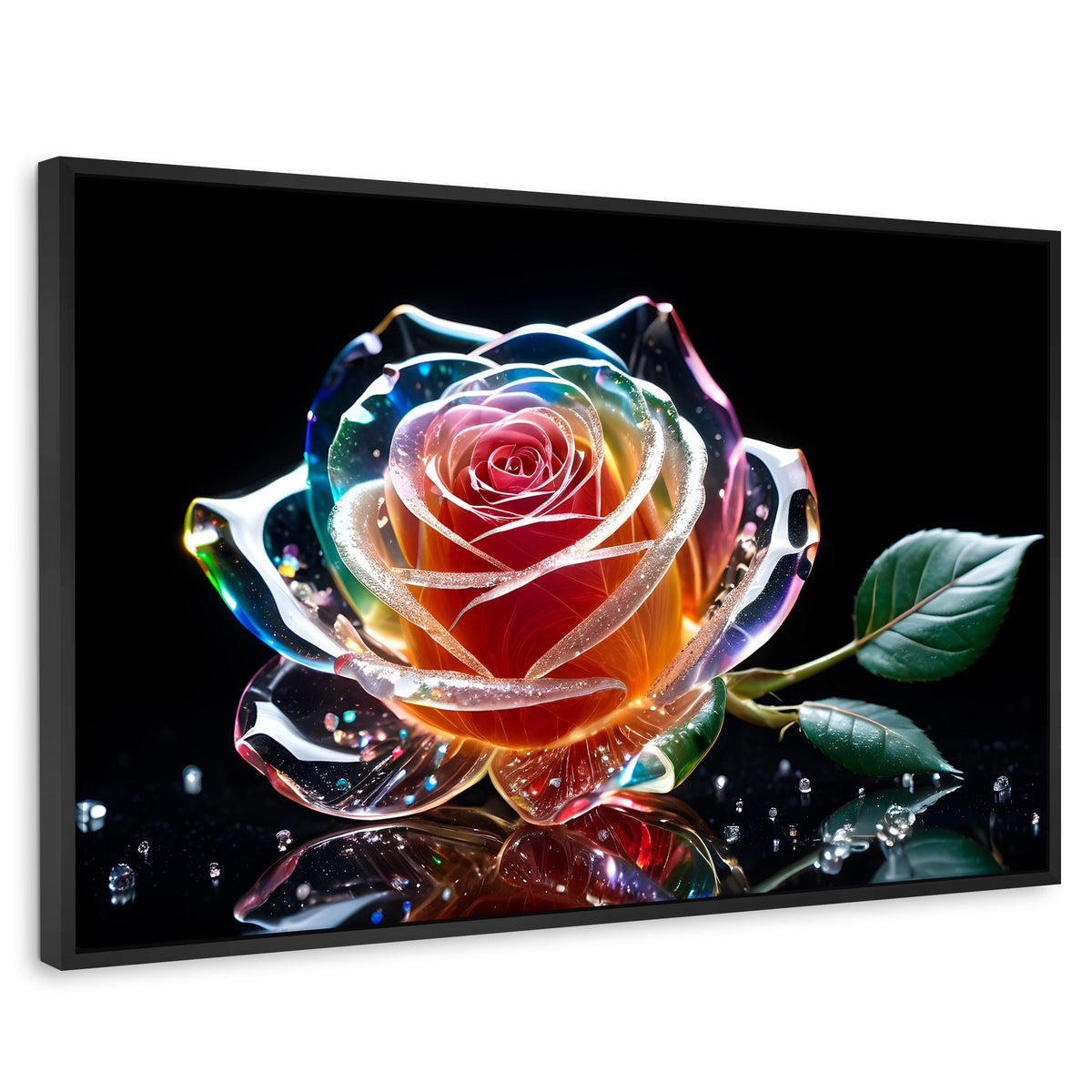 Cuadros Decorativos Canvas Revolution | Rosa Cristal Puro | Rectangular | Portada | Marco Negro