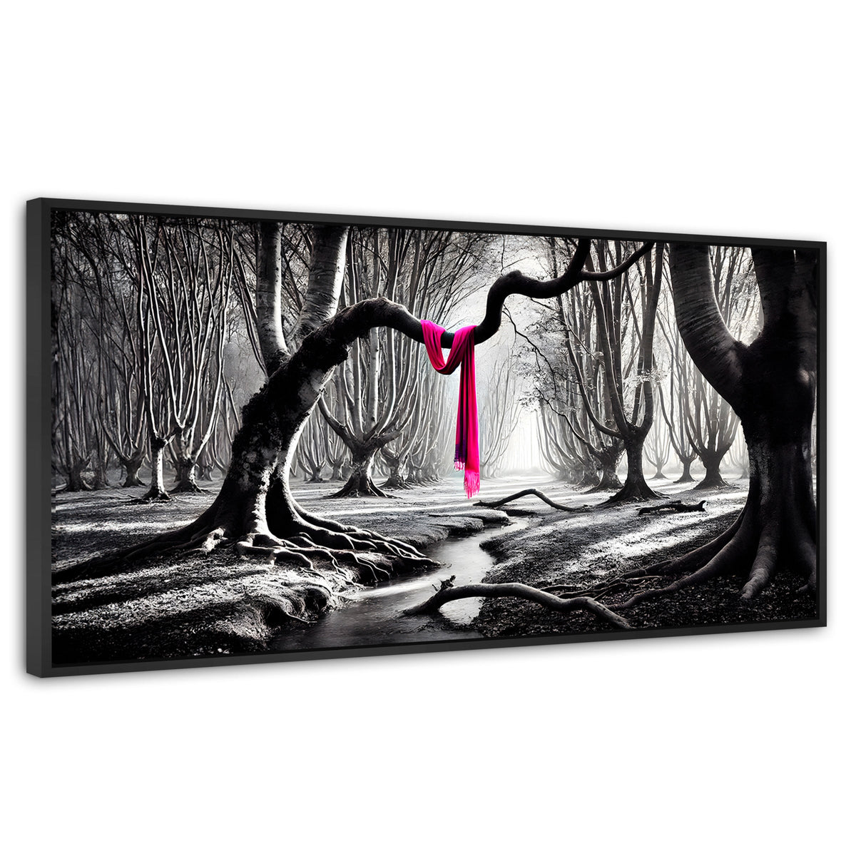 Cuadros Decorativos Canvas Revolution | Rosa Entre Raices | Panoramico | Portada | Marco Plateado