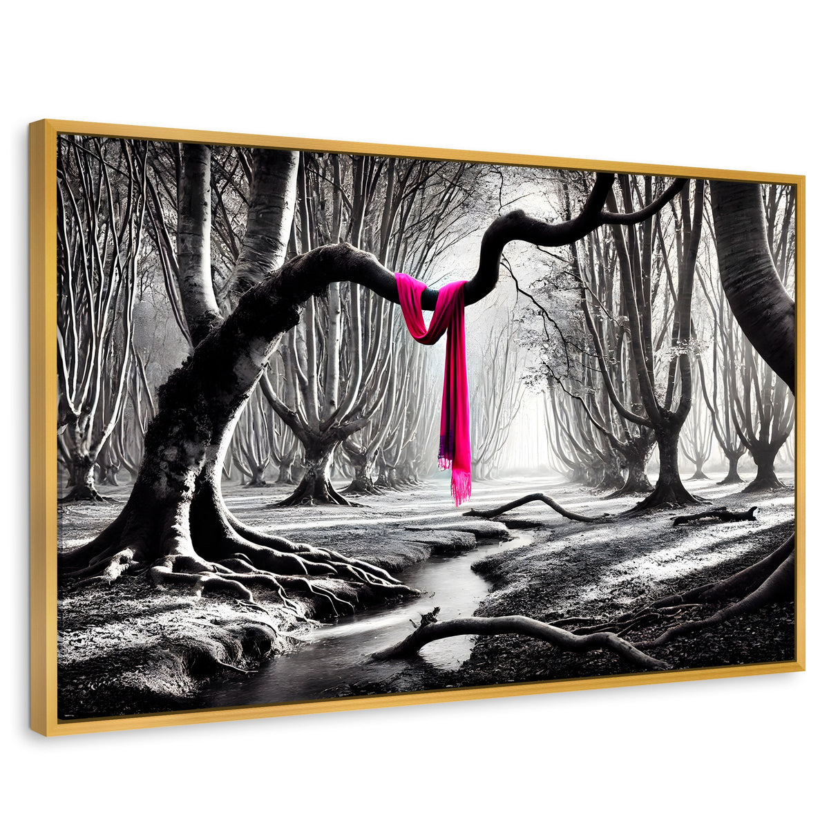 Cuadros Decorativos Canvas Revolution | Rosa Entre Raices | Rectangular | Portada | Marco Dorado