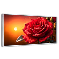 Cuadros Decorativos Canvas Revolution | Rosa Escarlata Viva | Panoramico | Portada | Marco Blanco