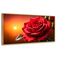 Cuadros Decorativos Canvas Revolution | Rosa Escarlata Viva | Panoramico | Portada | Marco Madera