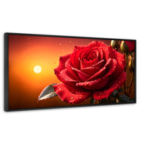 Cuadros Decorativos Canvas Revolution | Rosa Escarlata Viva | Panoramico | Portada | Marco Negro