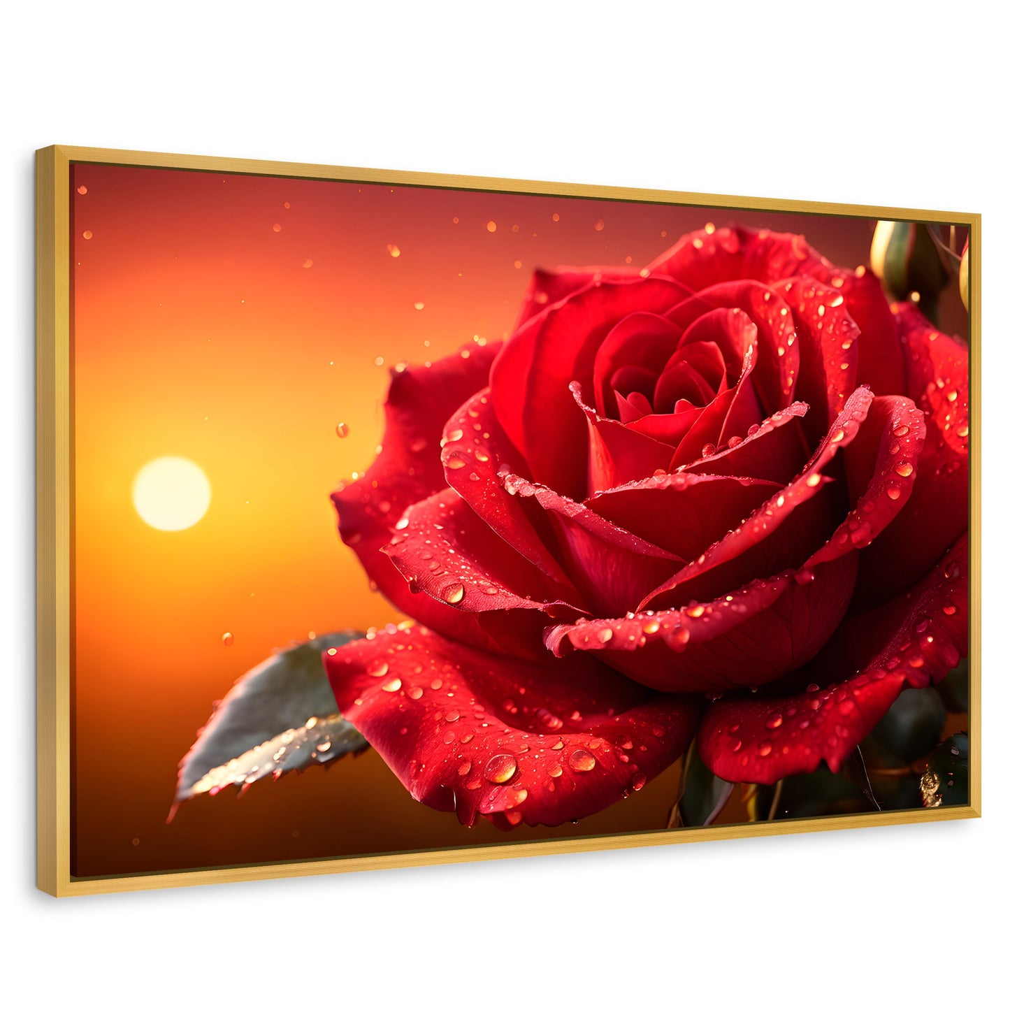 Cuadros Decorativos Canvas Revolution | Rosa Escarlata Viva | Rectangular | Portada | Marco Dorado