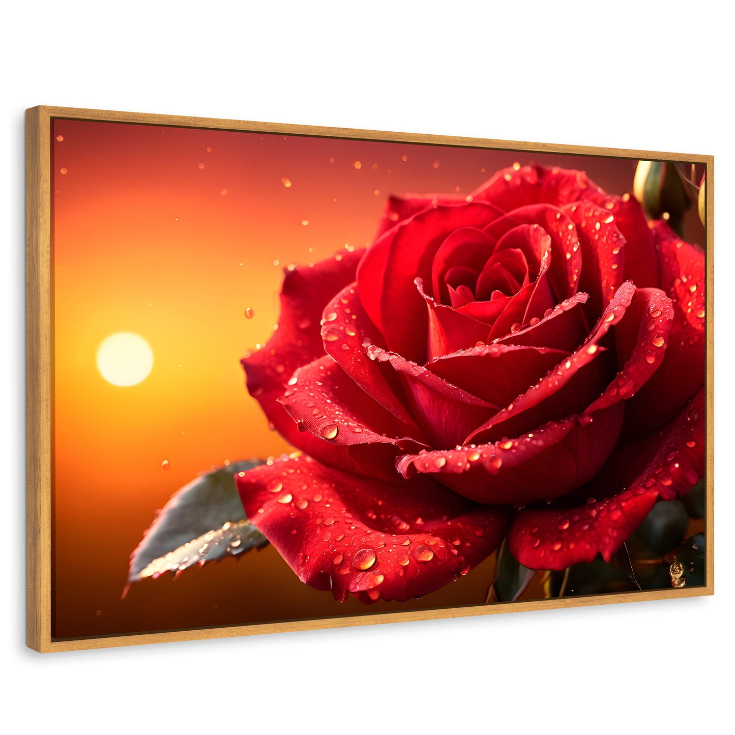 Cuadros Decorativos Canvas Revolution | Rosa Escarlata Viva | Rectangular | Portada | Marco Madera