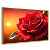 Cuadros Decorativos Canvas Revolution | Rosa Escarlata Viva | Rectangular | Portada | Marco Madera