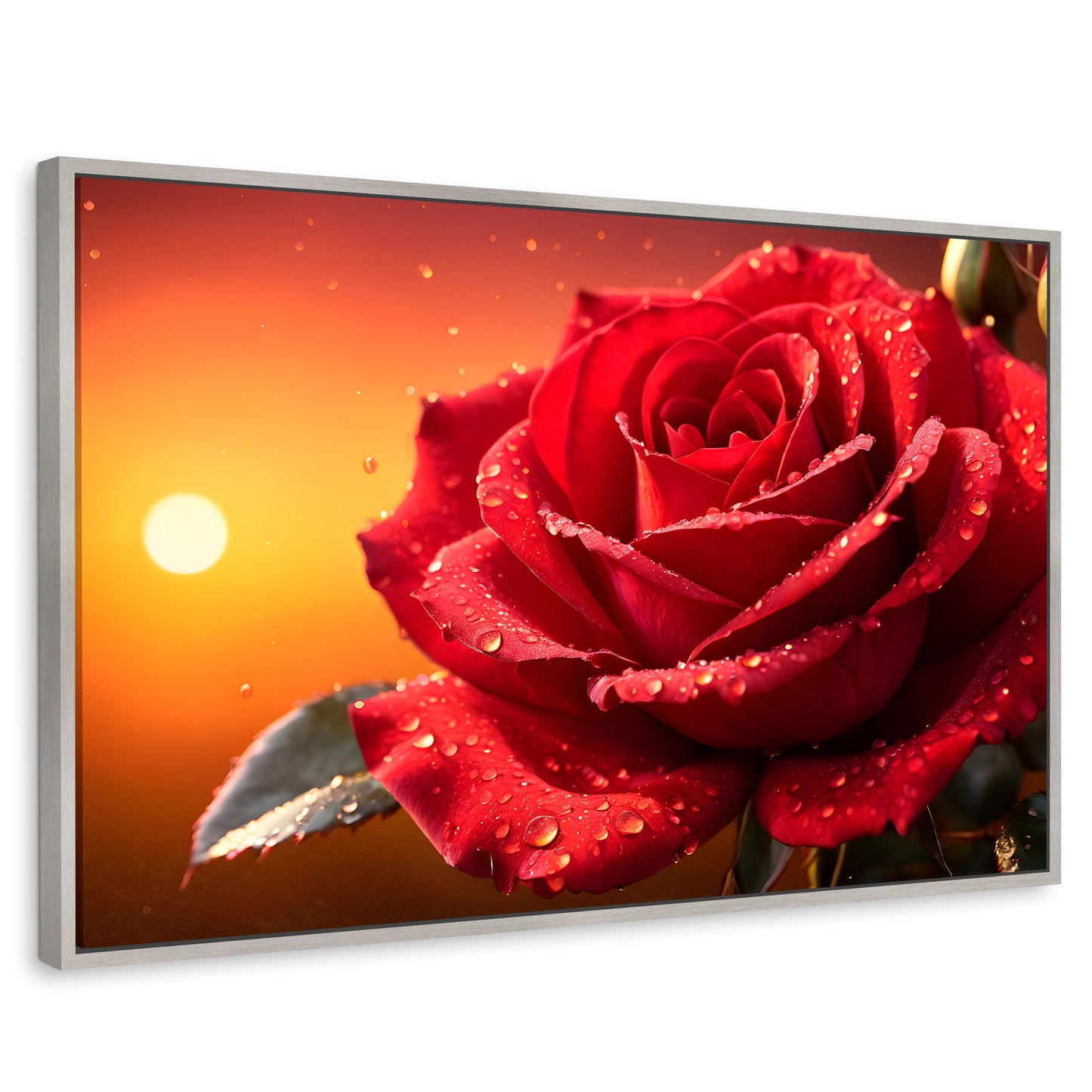 Cuadros Decorativos Canvas Revolution | Rosa Escarlata Viva | Rectangular | Portada | Marco Plateado