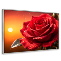 Cuadros Decorativos Canvas Revolution | Rosa Escarlata Viva | Rectangular | Portada | Marco Plateado
