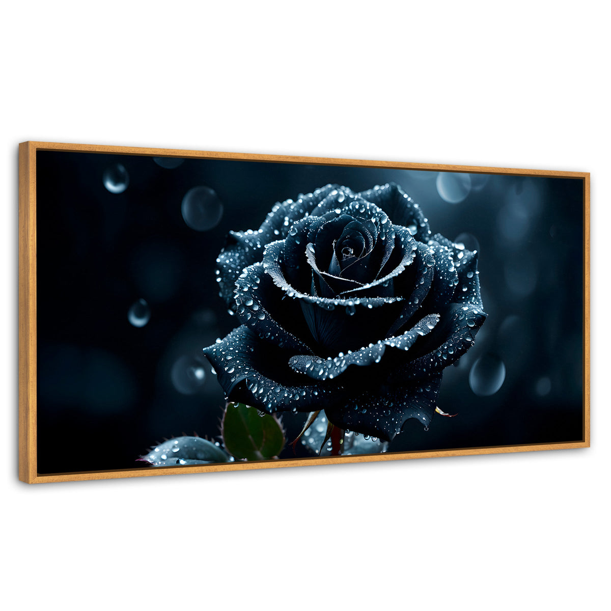 Cuadros Decorativos Canvas Revolution | Rosa Negra Poderosa | Panoramico | Portada | Marco Madera