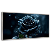 Cuadros Decorativos Canvas Revolution | Rosa Negra Poderosa | Panoramico | Portada | Marco Plateado