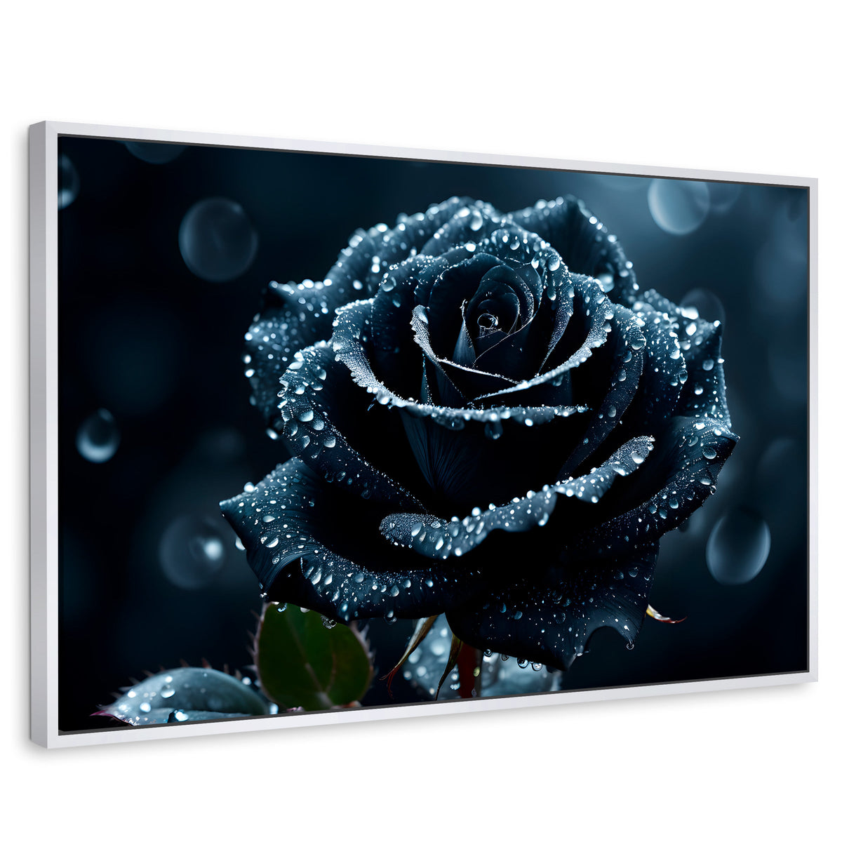 Cuadros Decorativos Canvas Revolution | Rosa Negra Poderosa | Rectangular | Portada | Marco Blanco