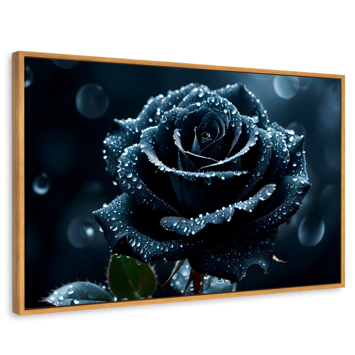 Cuadros Decorativos Canvas Revolution | Rosa Negra Poderosa | Rectangular | Portada | Marco Madera