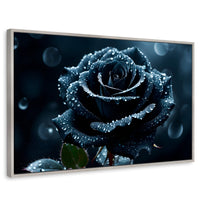 Cuadros Decorativos Canvas Revolution | Rosa Negra Poderosa | Rectangular | Portada | Marco Plateado