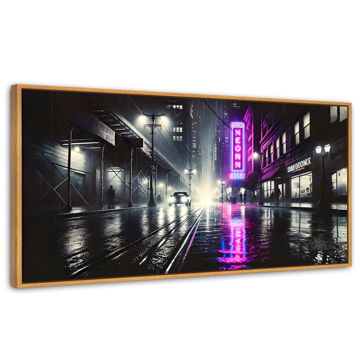 Cuadros Decorativos Canvas Revolution | Rosa Nocturno | Panoramico | Portada | Marco Negro
