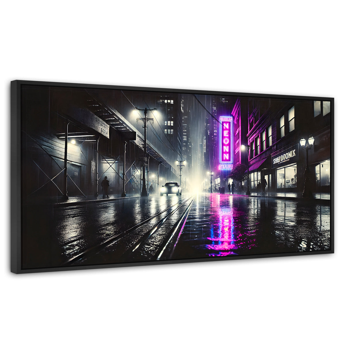 Cuadros Decorativos Canvas Revolution | Rosa Nocturno | Panoramico | Portada | Marco Plateado