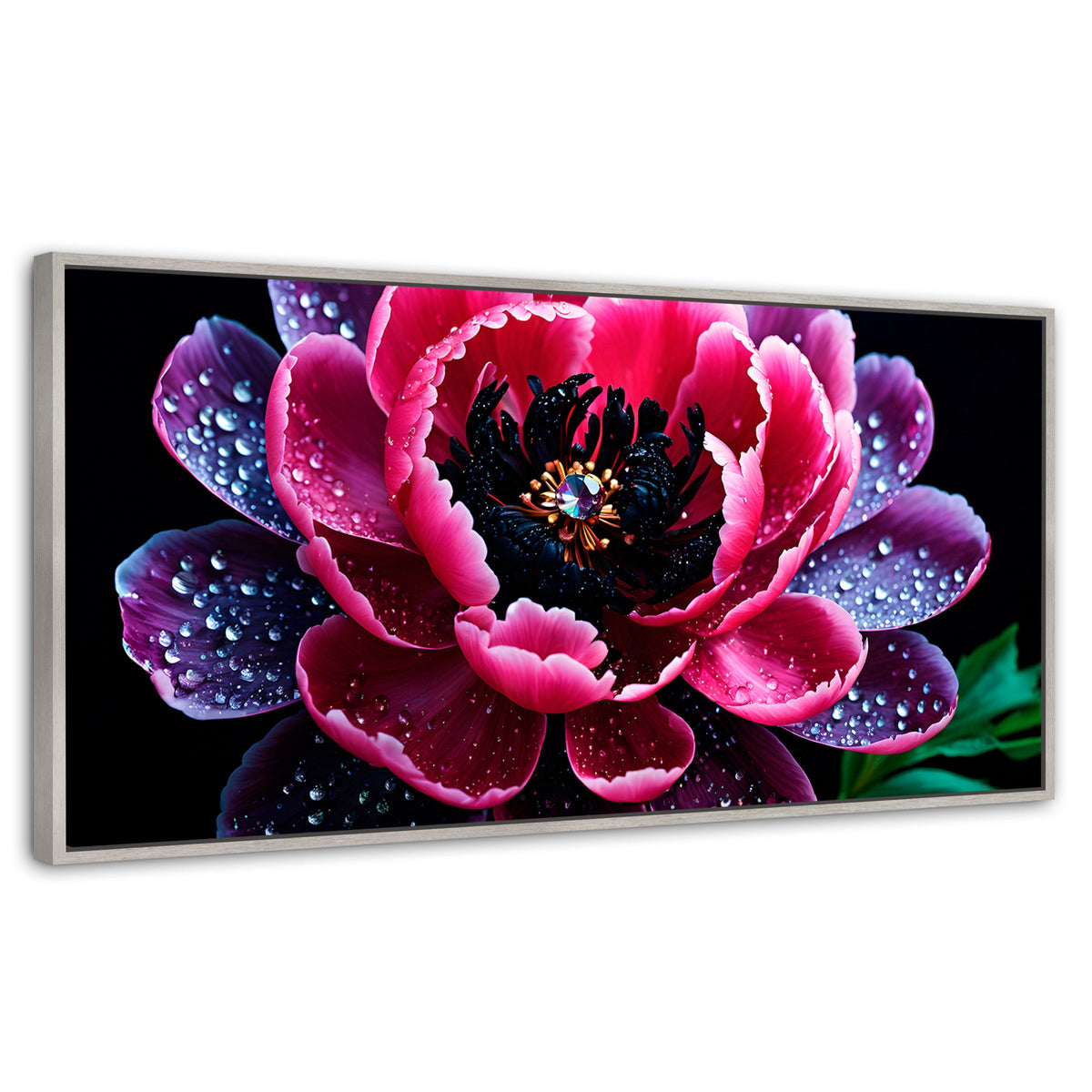 Cuadros Decorativos Canvas Revolution | Rosa Purpura Eterna | Panoramico | Portada | Marco Plateado