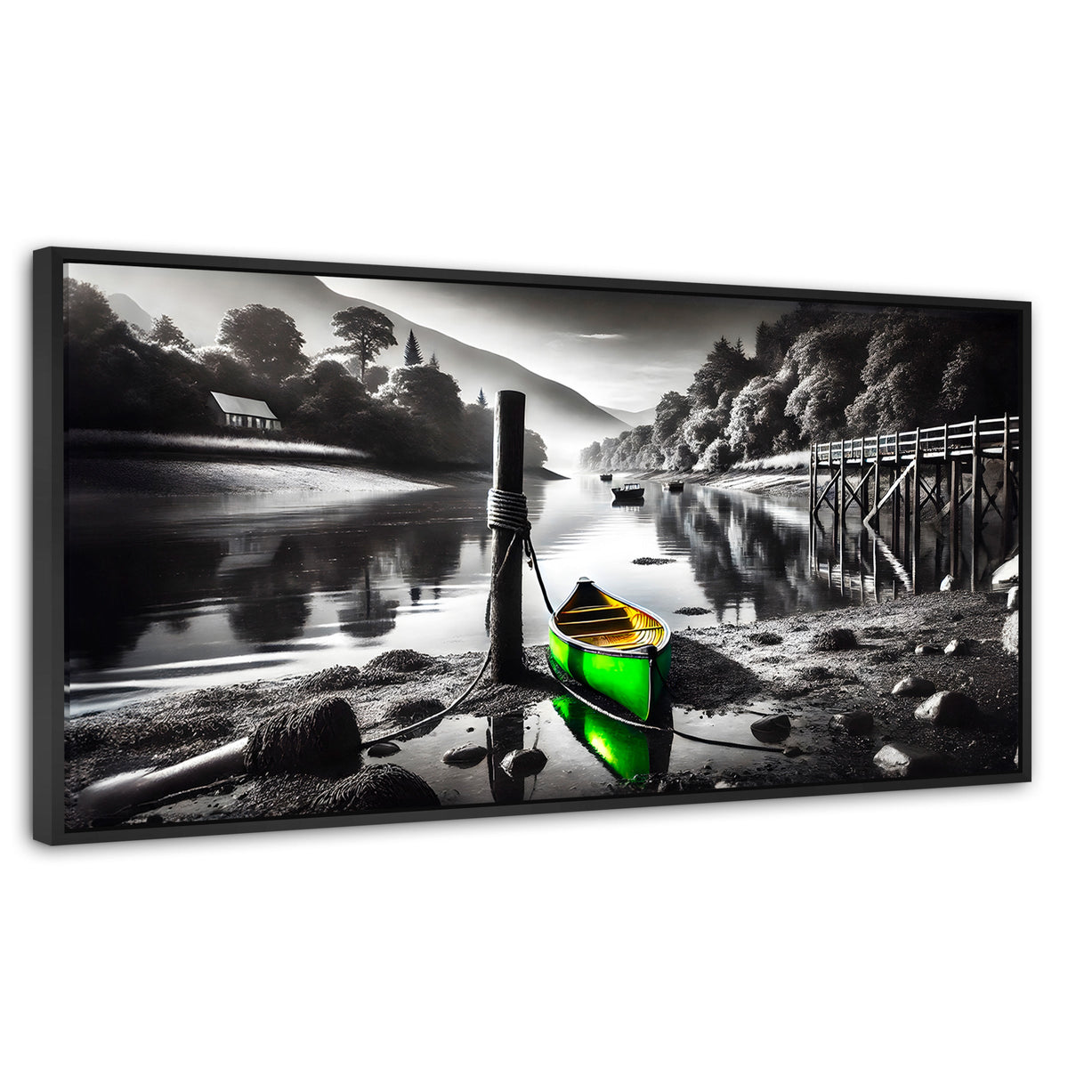 Cuadros Decorativos Canvas Revolution | Rumbo Del Agua | Panoramico | Portada | Marco Plateado