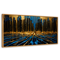 Cuadros Decorativos Canvas Revolution | Simetria Liquida | Panoramico | Portada | Marco Negro