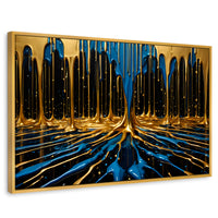 Cuadros Decorativos Canvas Revolution | Simetria Liquida | Rectangular | Portada | Marco Dorado