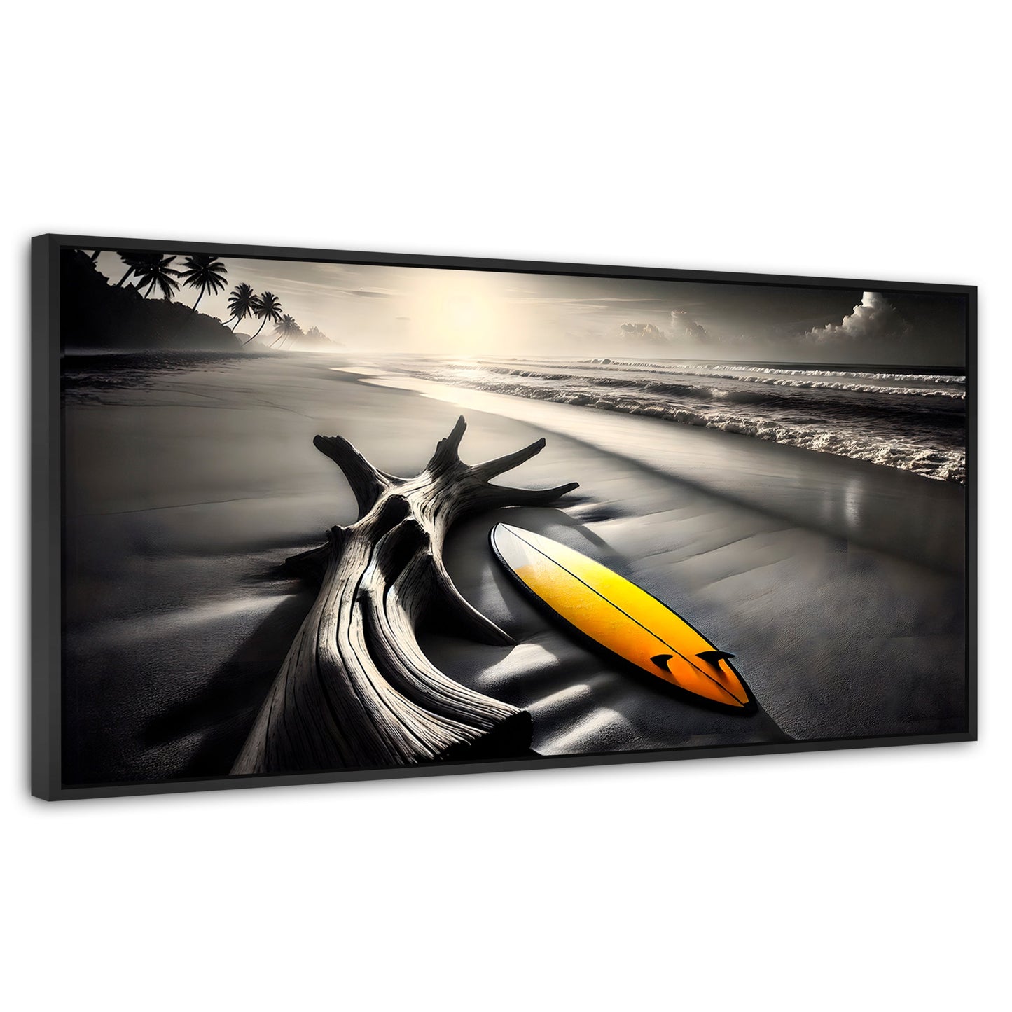 Cuadros Decorativos Canvas Revolution | Surf Al Amanecer | Panoramico | Portada | Marco Plateado