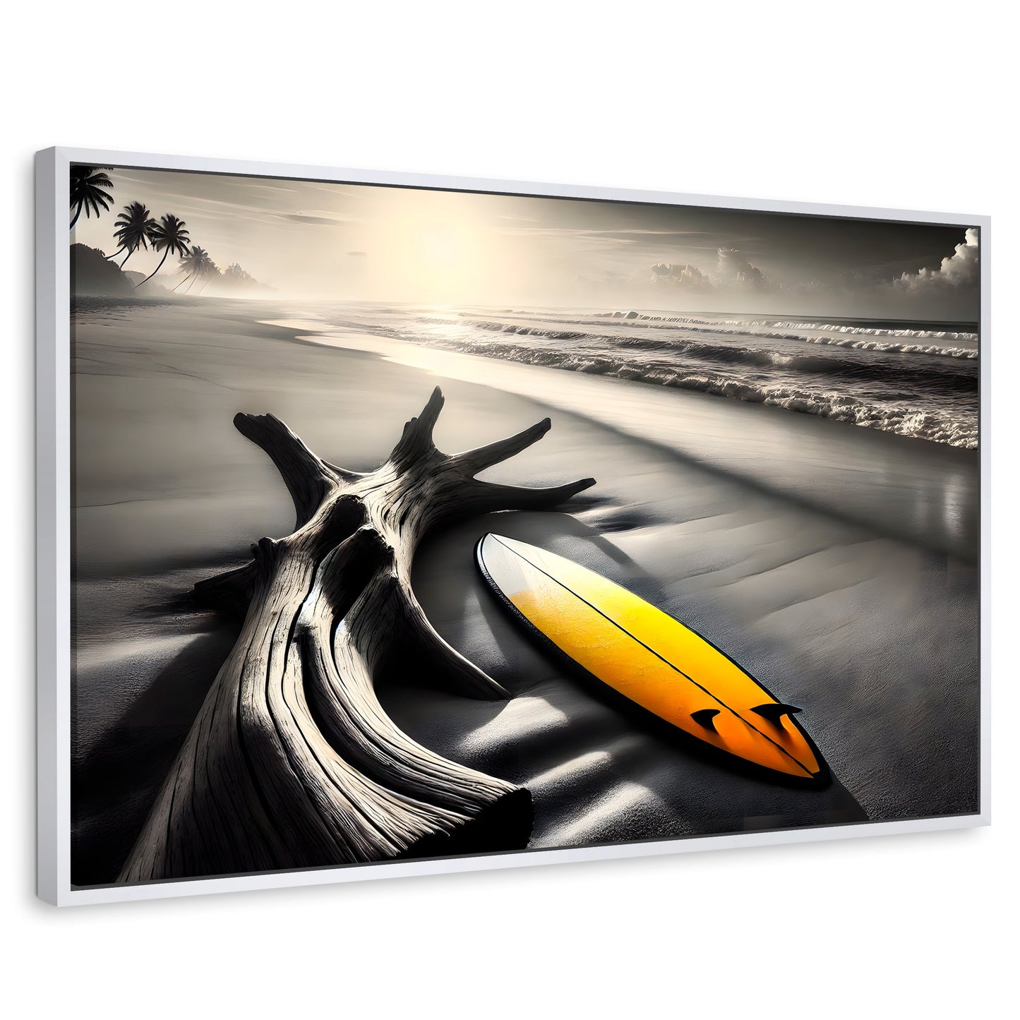 Cuadros Decorativos Canvas Revolution | Surf Al Amanecer | Rectangular | Portada | Marco Blanco