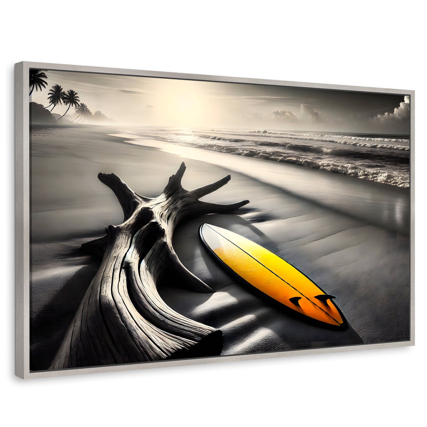 Cuadros Decorativos Canvas Revolution | Surf Al Amanecer | Rectangular | Portada | Marco Plateado