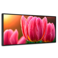 Cuadros Decorativos Canvas Revolution | Tulipan Rosa Eterno | Panoramico | Portada | Marco Negro